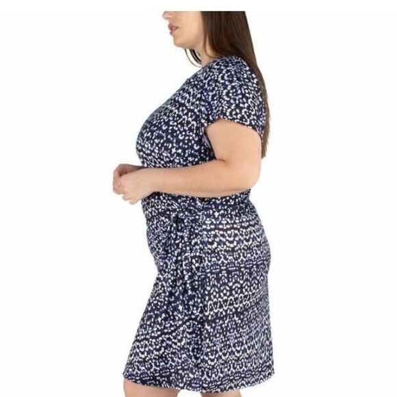Nicole Miller Wrap Dress Size 2X Lightweight Dress in Black and Blue - Picture 4 of 8